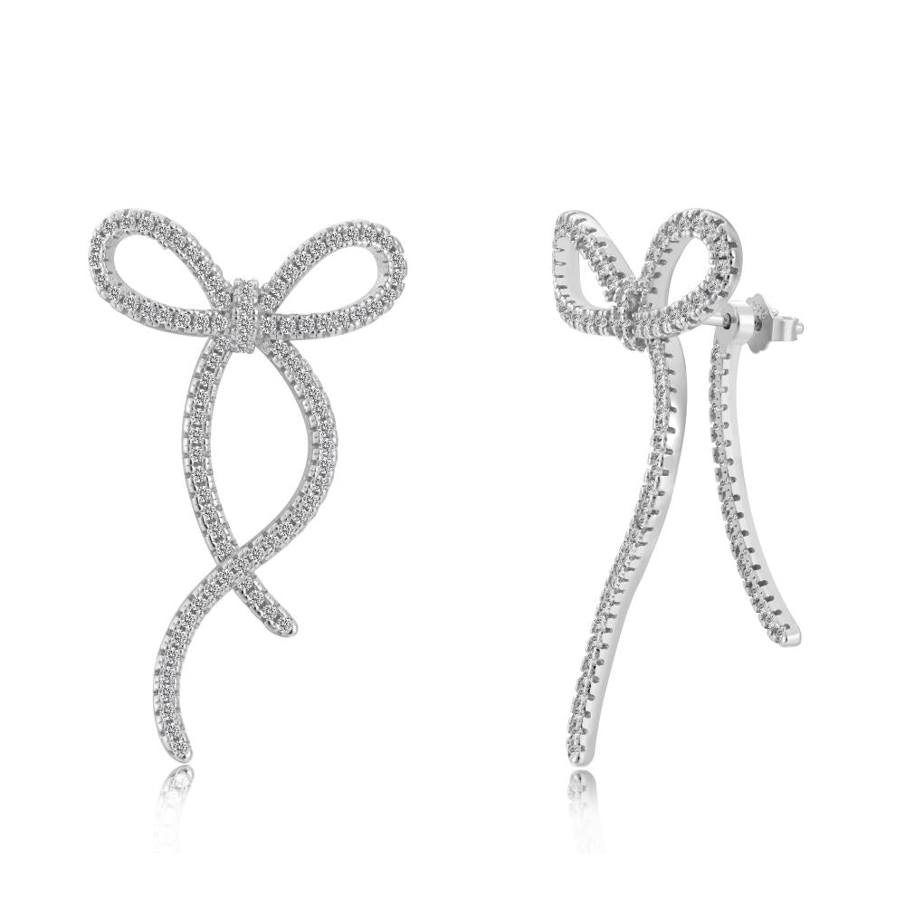 SILVER BOW EARRINGS