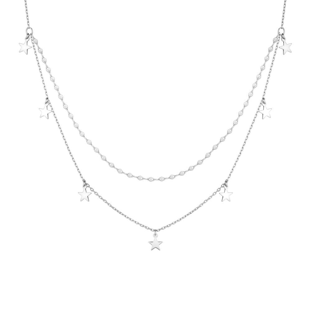SILVER STARS LAYERED NECKLACE
