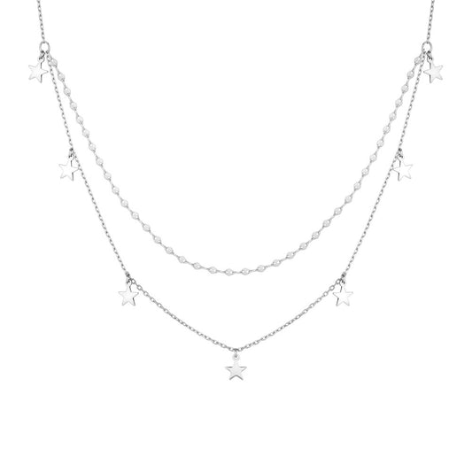 SILVER STARS LAYERED NECKLACE